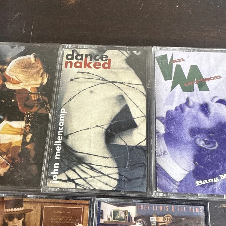 Cassette Tape Lot of 5 Vintage 1980s Tapes Van M, Huey Lewis, & Stevie Ray V Foto 4 de 4