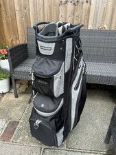 Golf Cart Bag: 14-Way Divider Top + Rain Cover Black/Grey