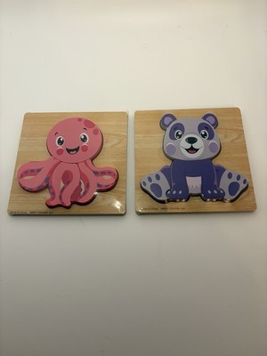 Toddler Puzzle Duo   Panda & Octopus Animals   2 Piece Matching Learning Toy