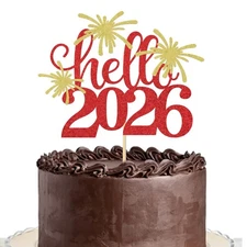 Happy New Year Cake Topper Glitter Fireworks Picks Cheers To 2026 Cake Topper...