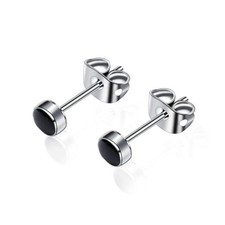 Titanium Stud Earrings for Women Earrings Natural Stone 4mm Black Onyx