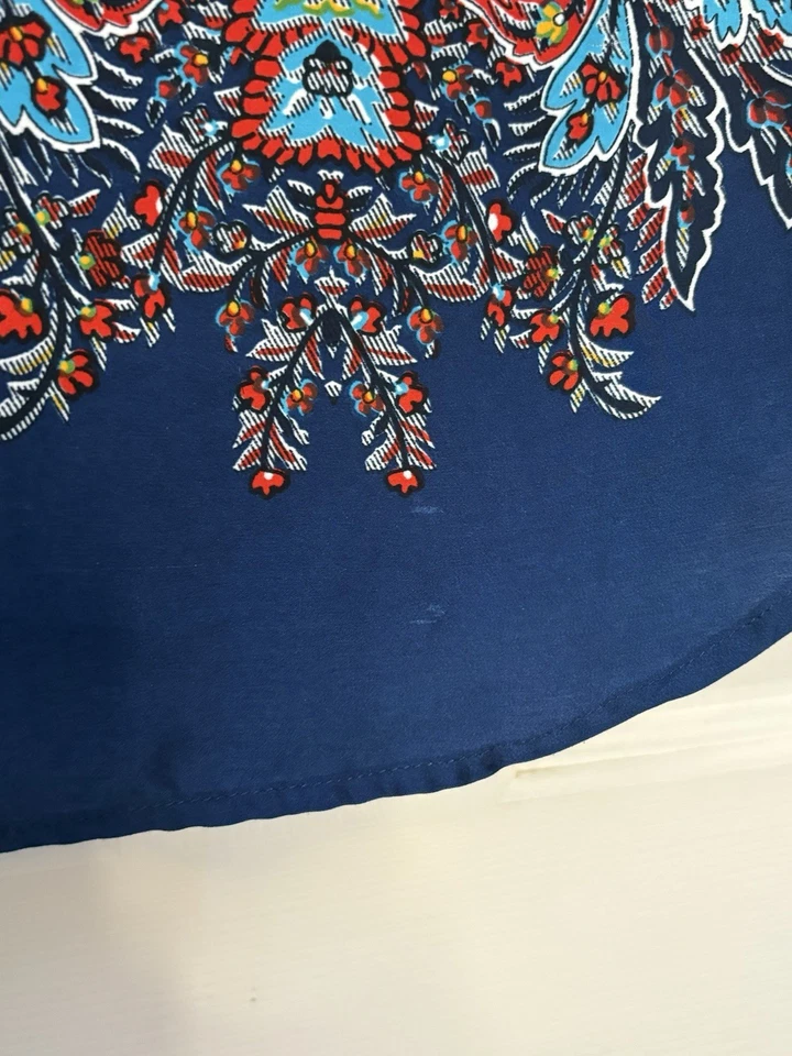 Fun 2 Fun Blouse Womens sz XS Tank Top Gold Blue Paisley Lightweight - Image 3 of 4