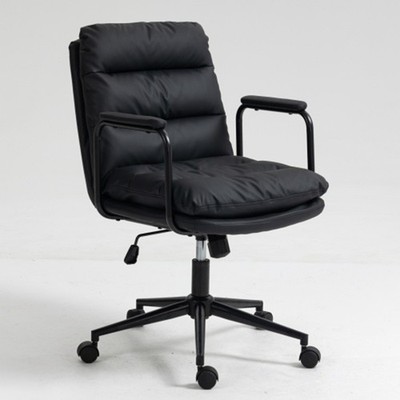 Office Chair Leather Computer Rolling Swivel Mid Back Desk Task Tiltable Chairs