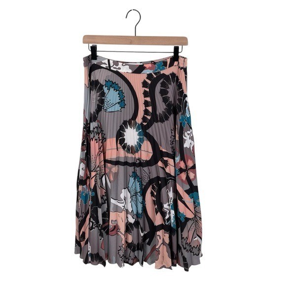 REISS Lolita Montage Accordion Pleated Skirt Women's Size 8 Abstract Print Artsy
