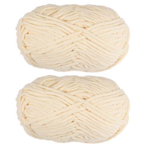 Manta de terciopelo de hilo de chenilla 2 skeins 2x100 g/7,1 oz poliéster crema suave
