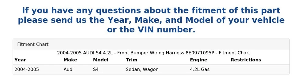 2004-2005 AUDI S4 4.2L - Front Bumper Wiring Harness 8E0971095P - Image 4 of 4