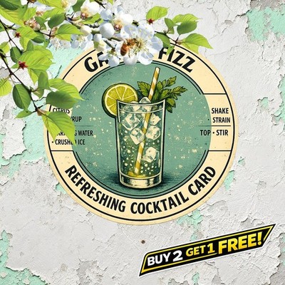 Havana Mojito Drink Round Aluminum Sign 8x8 Vintage Bar Wall Plaque