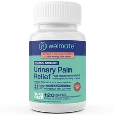 WELMATE UTI Pain Relief, Phenazopyridine 99.5mg 120 Count Exp 4/27 (Generic Azo)