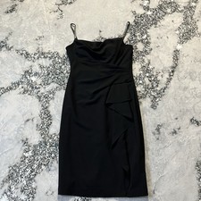 Marina Dress Womens Size 6 Black Embellished Straps Cocktail Evening Formal