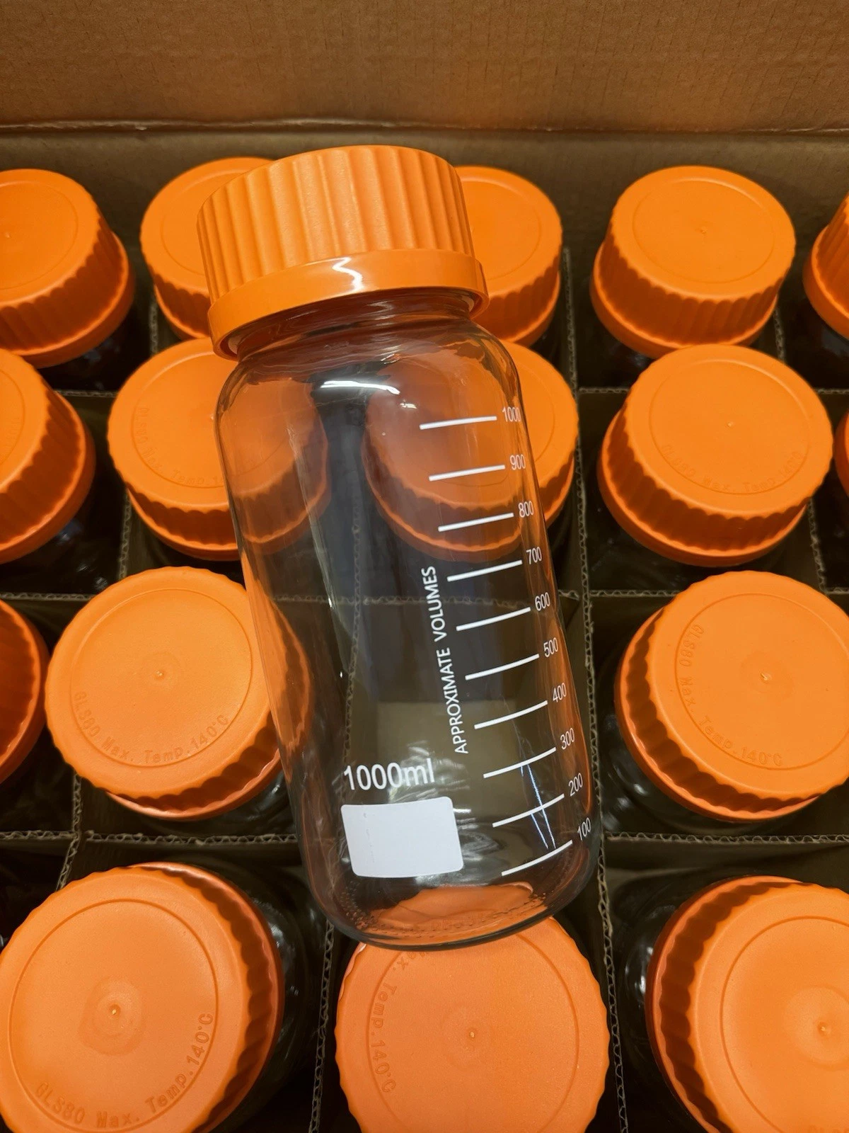 Lot of (24) GLS 80 Storage Lab Glass Media Bottles 1000ml 1L Wide Mouth Jars