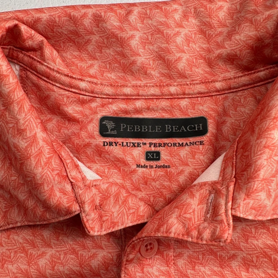 Pebble Beach Dry-Luxe Performance Polo Shirt XL Coral Golf Tennis Preppy - Image 2 of 4