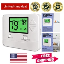 Digital Non-Programmable Thermostat with Green Backlight for 1H/1C HVAC Systems