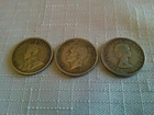3 CANADIAN SILVER DIMES (1928, 1945, 1960)
