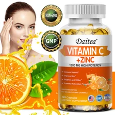 Vitamin C + Zinc 1200mg Highly Effective Immune Support Improves Skin