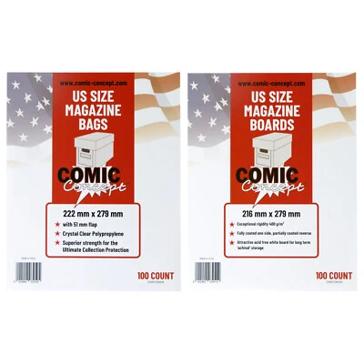 Comic Concept Comic Bags and Backing Boards -- US MAGAZINE Size -- Great Value!!