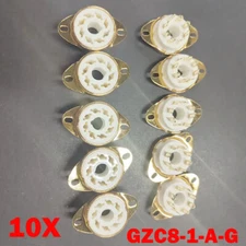10x 8 Pin Octal Tube Socket Gold For EL34 6L6 6V6 KT88 6SN7 Bottom Chassis Mount