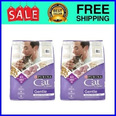 Purina Cat Chow Sensitive Stomach Turkey Dry Cat Food, 13 lb 2 Pack
