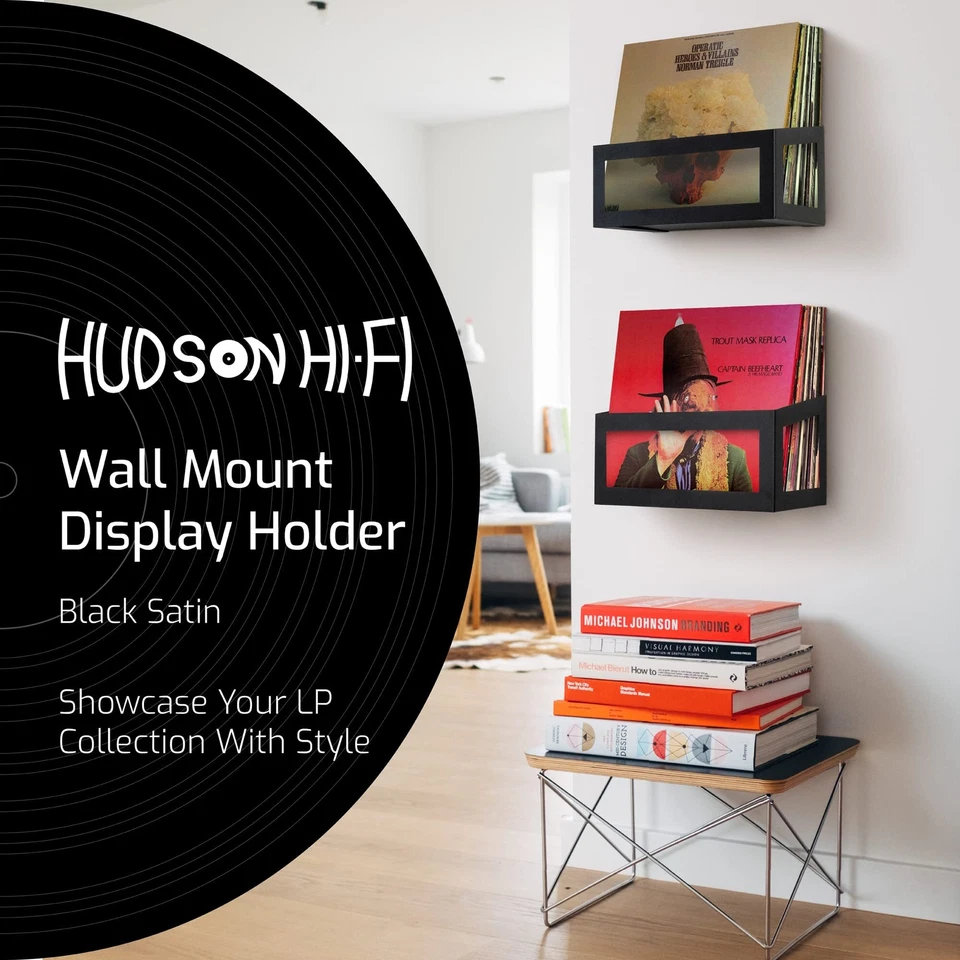 Hudson Hi-Fi Wall Mount Vinyl Record Storage 25-Album Display Holder - Image 2 of 4
