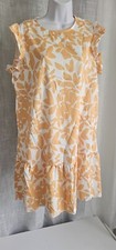 Women's Ruffle Cap Sleeve Floral Mini Summer  Ruffle Hem Dress Yellow Size US 1