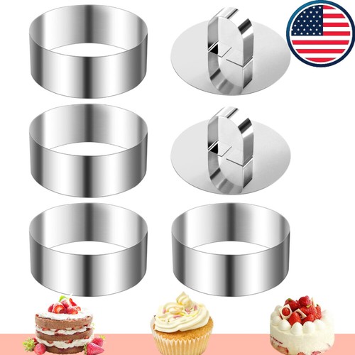 4'' Round Pastry Ring/Cake Mold -Stainless steel,w/ Pusher & Lifter Cooking Ring