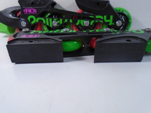 RD ROLLER DERBY--INLINE REPLACEMENT SKATE WHEELS (LOOK) RED & GREEN WHEELS - Picture 4 of 8