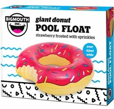 4' Foot Strawberry Inflatable Donut Pool Float Swimming Tube ~ Big Mouth Toys