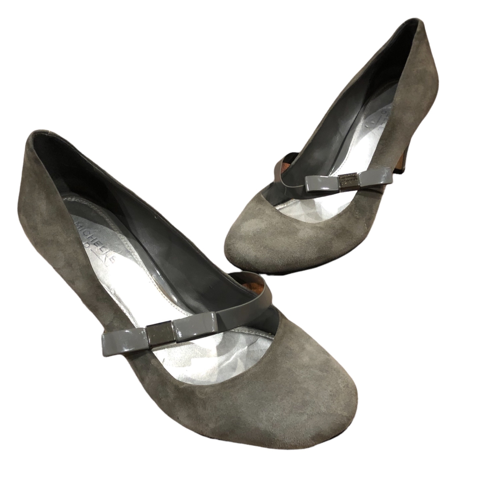 Grey Suede Leather Heels Mary Jane 