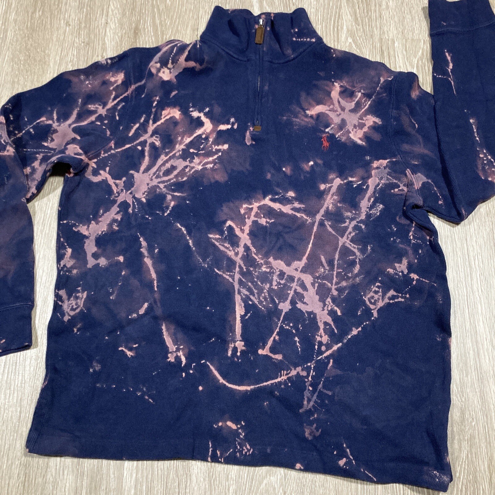 Polo Maglione L Bleach Dye Ralph Lauren Pony PRL Felpa Maglione Vite