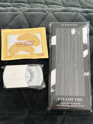 NEW ~ CAMARA Aunique Lashes Morphe Brushes Crystal CollagenEye Mask ~ LOT of 3