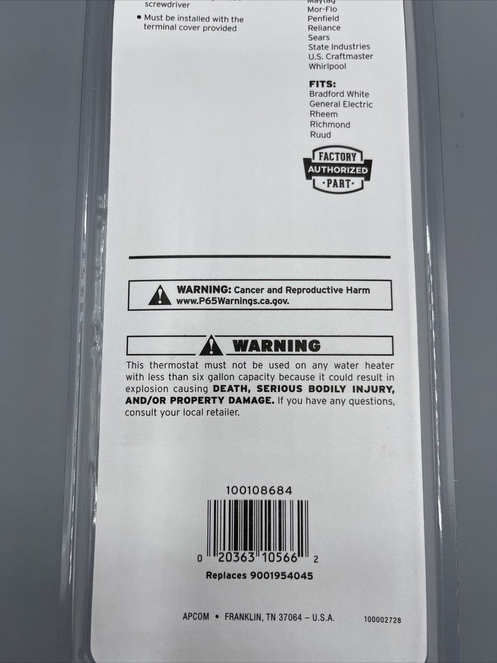 Electric Water Heater Thermostat WH10A eBay