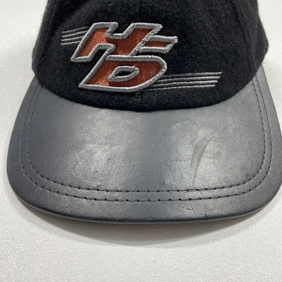 Vintage Harley-Davidson Hat Cap Mens Black Wool Blend Leather Brim Strapback USA - Image 3 of 4