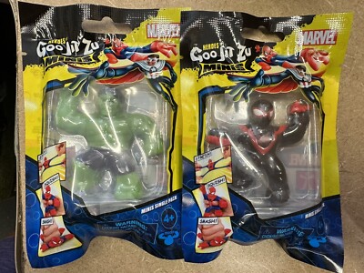 New Lot Of 2 Marvel Heroes 2.5'' Goo Jit Zu Minis Miles Morales & Hulk