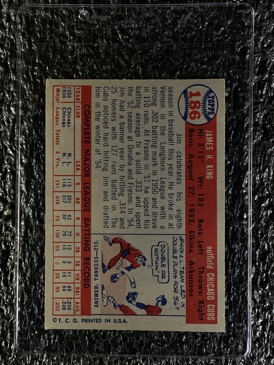 1957 Topps Baseball #186 Jim King VG/EX | eBay