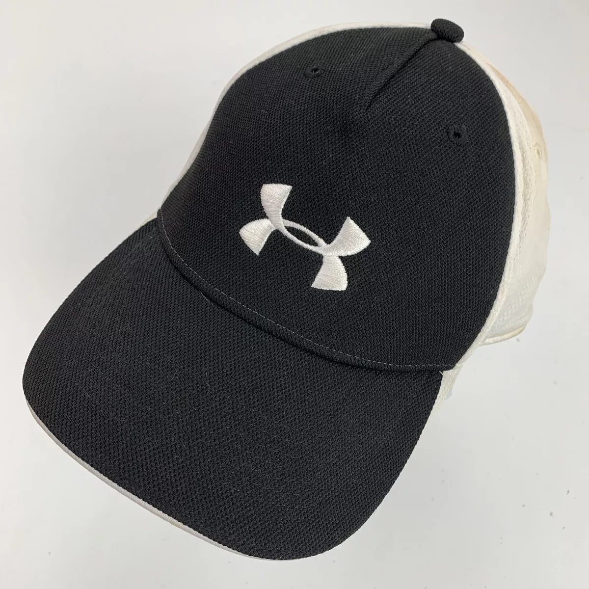 Under Armour Black White Ball Cap Hat Fitted L/XL Baseball