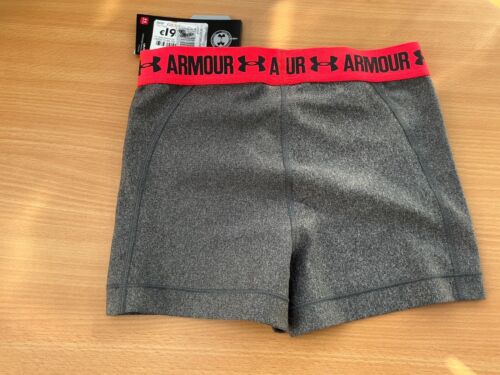 Under Armour Women's HeatGear Compression Shorts Small Grey/Coral New RRP £19.99 - Picture 2 of 2