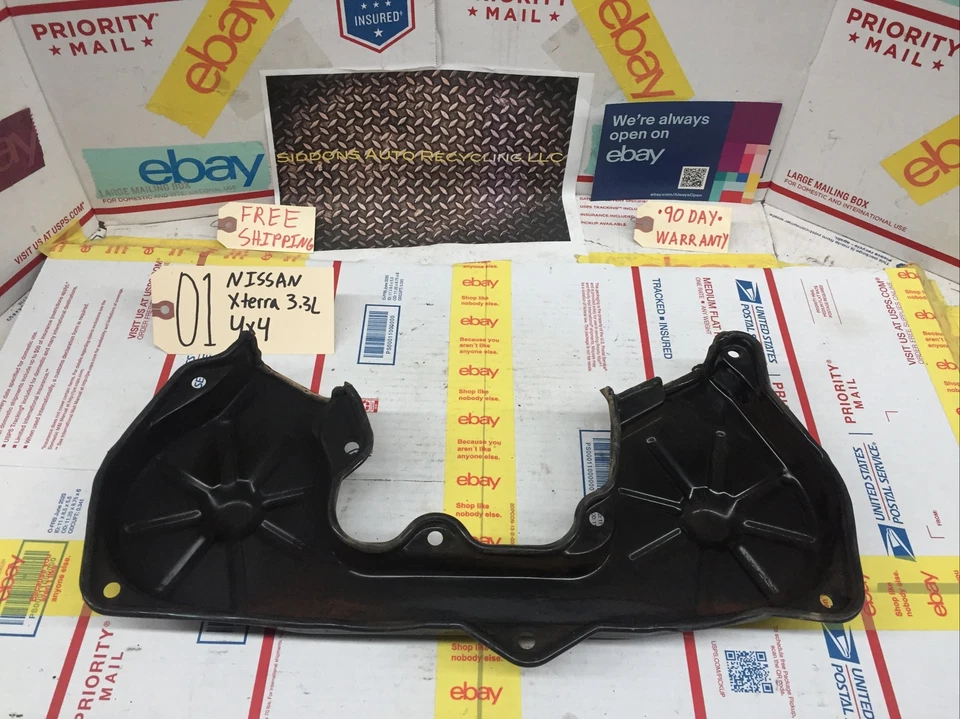 00-04 NISSAN XTERRA 3.3L ENGINE FRONT UPPER METAL COVER CAMSHAFT GEAR CAM GUARD  - Image 4 of 4