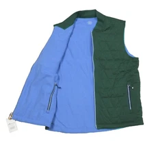 Peter Millar Men's Green/Blue Thermal Block Quilted Fleece Reversible Vest $178