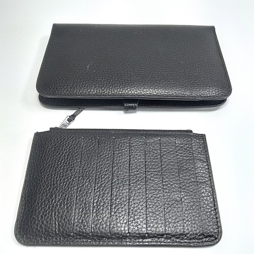Togo Dogon Black Leather Wallet & Matching Card Coin Purse Silver Hardware - Picture 16 of 22