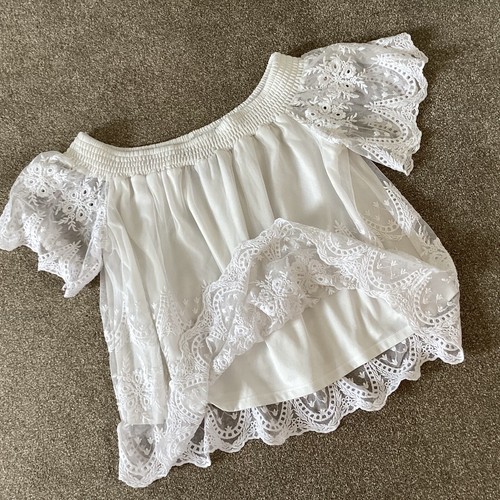 New Look Ivory White Lace Lined Off The Shoulder Gypsy Top Blouse Size 8 - Picture 4 of 4