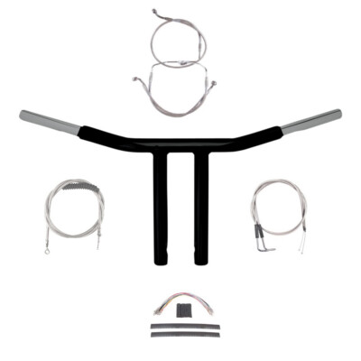 1 1/4'' Black 10'' Chopper T Handlebar Kit 2008-2011 Harley-Davidson Dyna Fat Bob