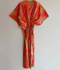 Indian Tiger Print Kaftan 100% Cotton Hippie Maxi Women Nightwear Caftan Dress