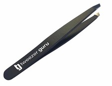 Tweezer Guru Professional Slant Tip Eyebrow Tweezer, Black for Men and Women