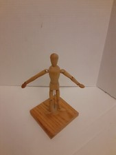 Wooden Artist Mannequin Jointed Body 8.5" On Stand Posabl Figurine Human Body