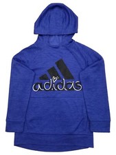 Adidas Girls Cobalt Blue Black Athletic Hoodie Sweatshirt Sweat Shirt