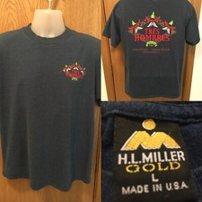 VTG H.L. Miller Gold Tres Hombres Short Sleeve LG Blue T-Shirt Made In USA