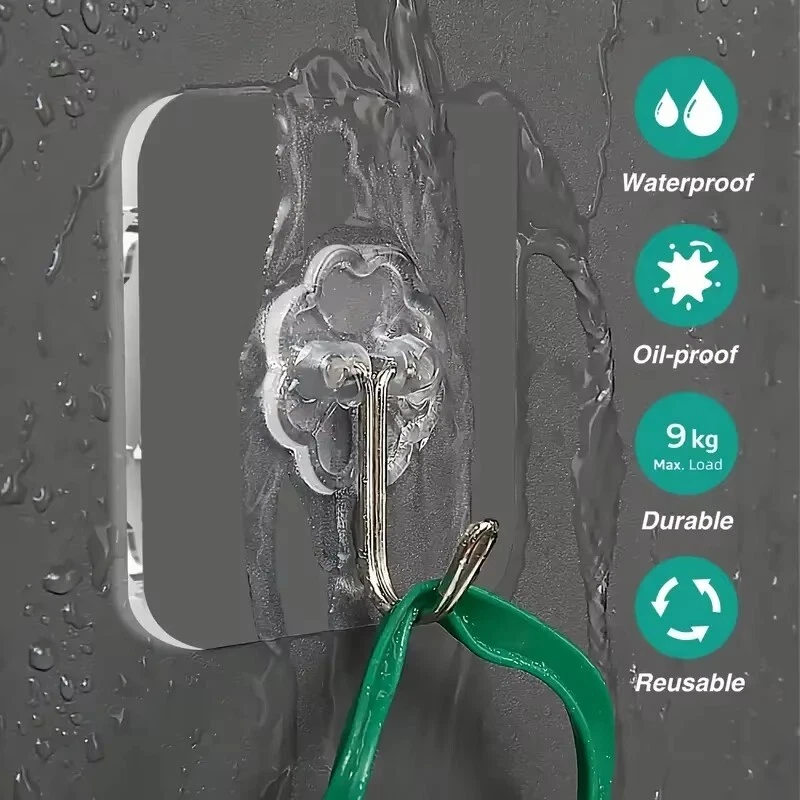 Strong Self Adhesive Hook Sticky Hooks Heavy Duty Wall Seamless Stick on 1~100 - Image 3 of 4