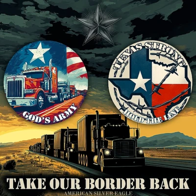God´s Army U.S. Eagle Take Back Our Border Edition 1 oz Silver Coin Trump Track - Bild 1 von 4