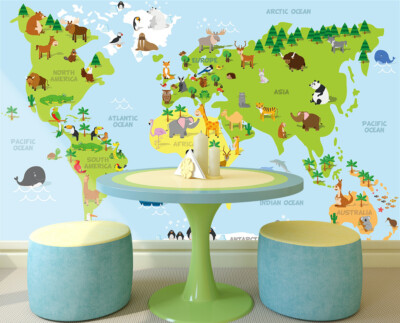 3D Animal Map 3792 Wallpaper Mural Wall Print Wall Wallpaper Murals US Coco