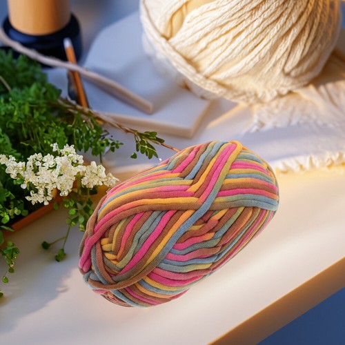 T-Shirt-Garn für Häkelanfänger, grobes Garn, Regenbogen-Strickwerkzeug für boutiques