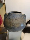 Brush McCoy Vase Mottled Blue Handled Vellum Art Pottery 1930s Matte Vintage